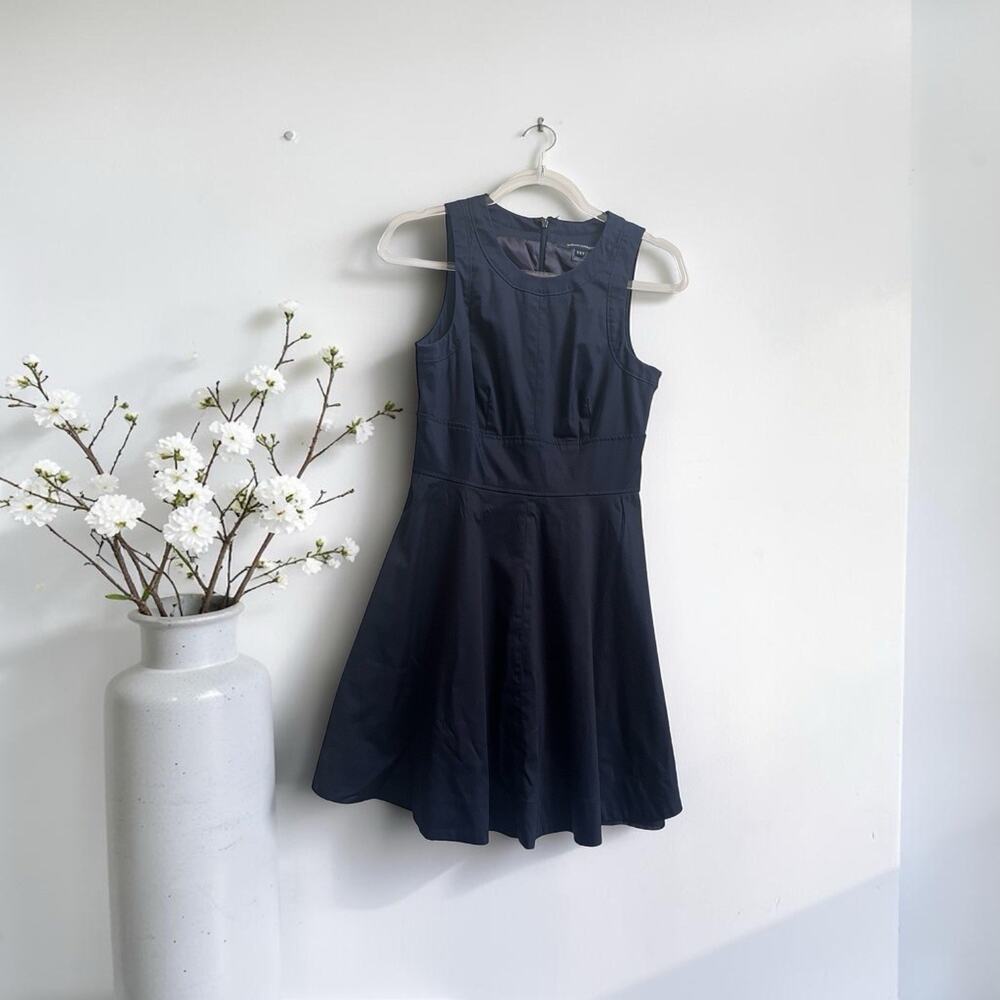 FRENCH CONNECTION Navy Blue Fit and Flare Structured Mini Dress Size 4 Business